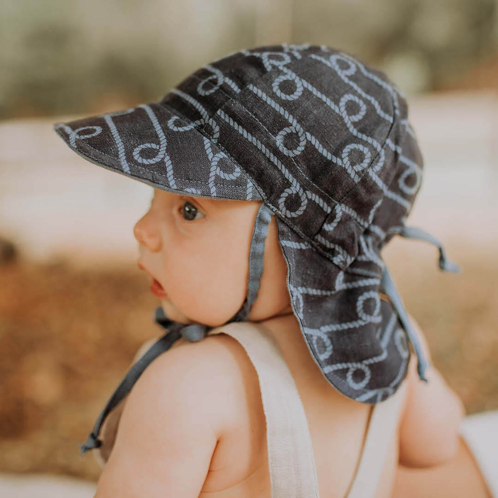 Reversible Bedhead Hats 'Lounger' Baby Flap Sun Hat (Crew / Steele)