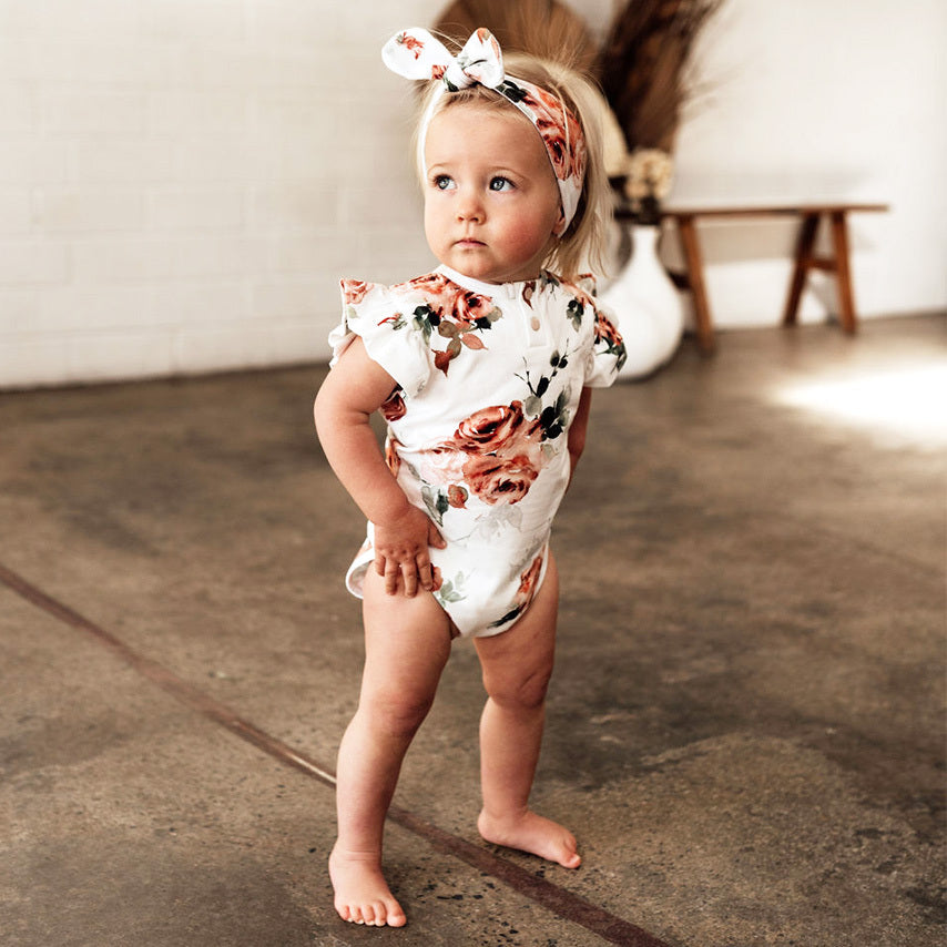 Rosebud Short Sleeve Organic Bodysuit