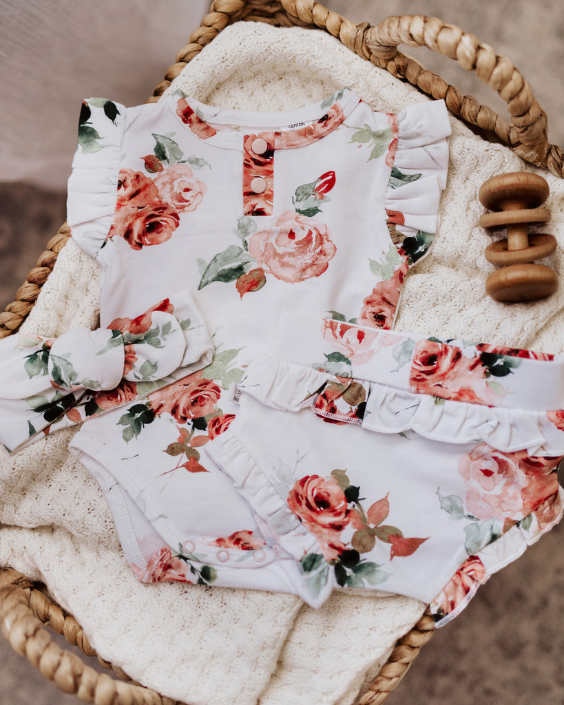 Rosebud Short Sleeve Organic Bodysuit