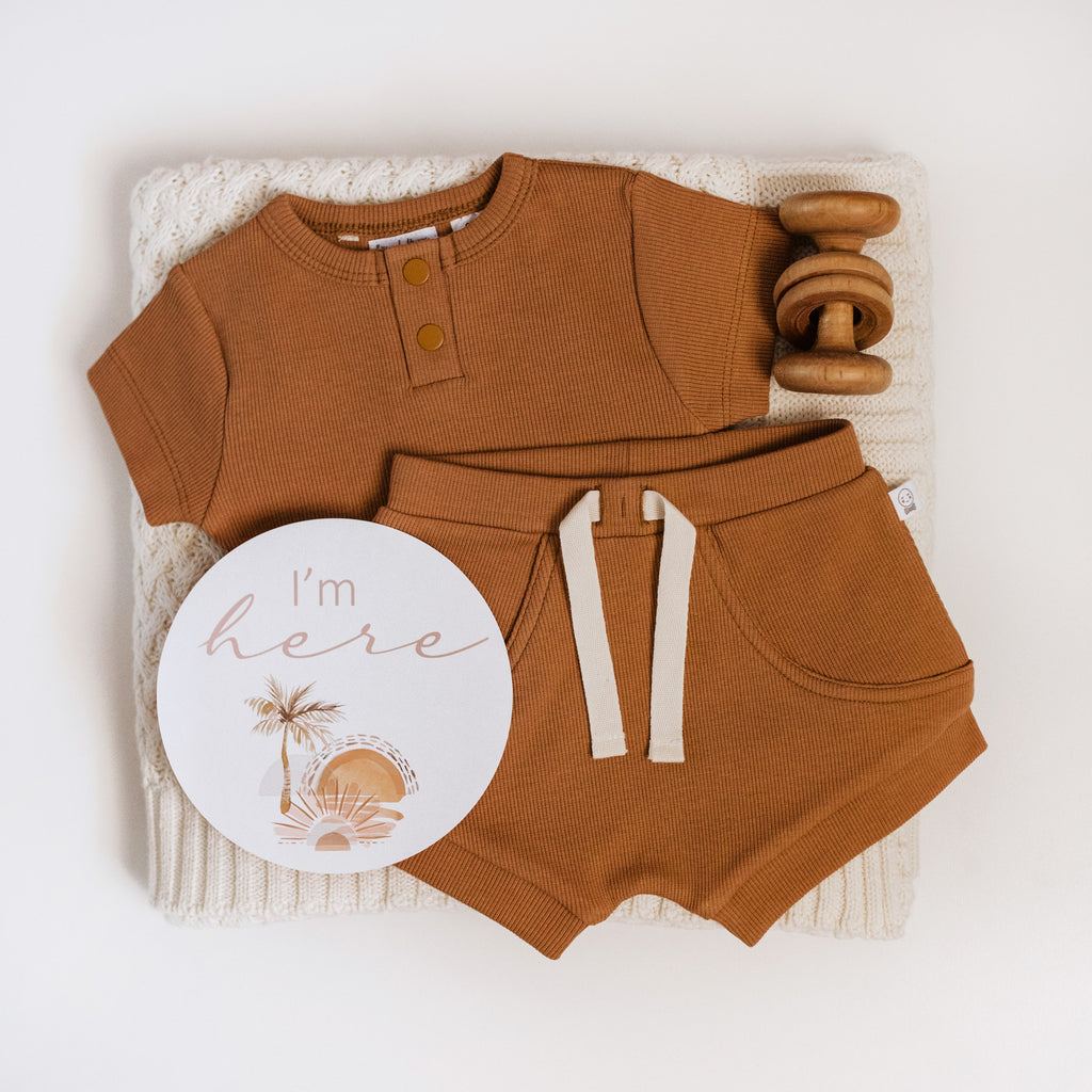 Chestnut Short Sleeve Organic Bodysuit