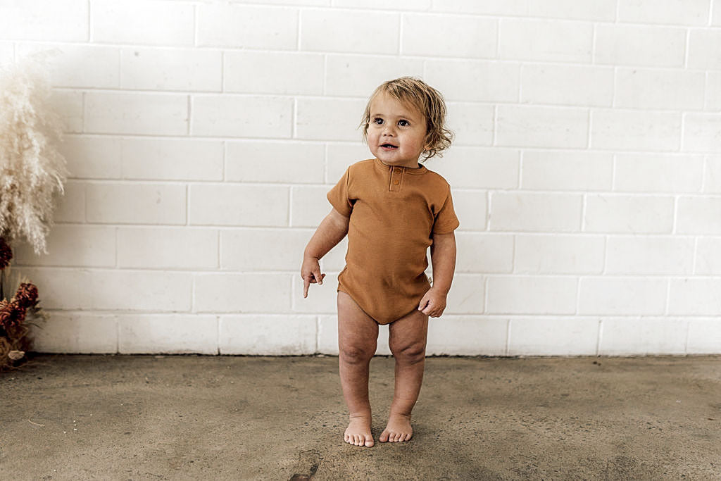 Chestnut Short Sleeve Organic Bodysuit