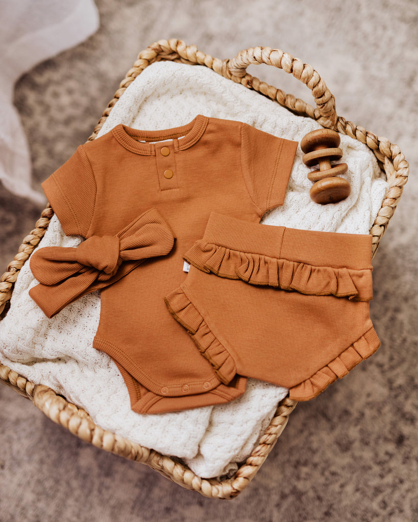 Chestnut Short Sleeve Organic Bodysuit