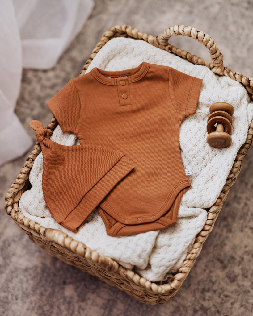 Chestnut Short Sleeve Organic Bodysuit