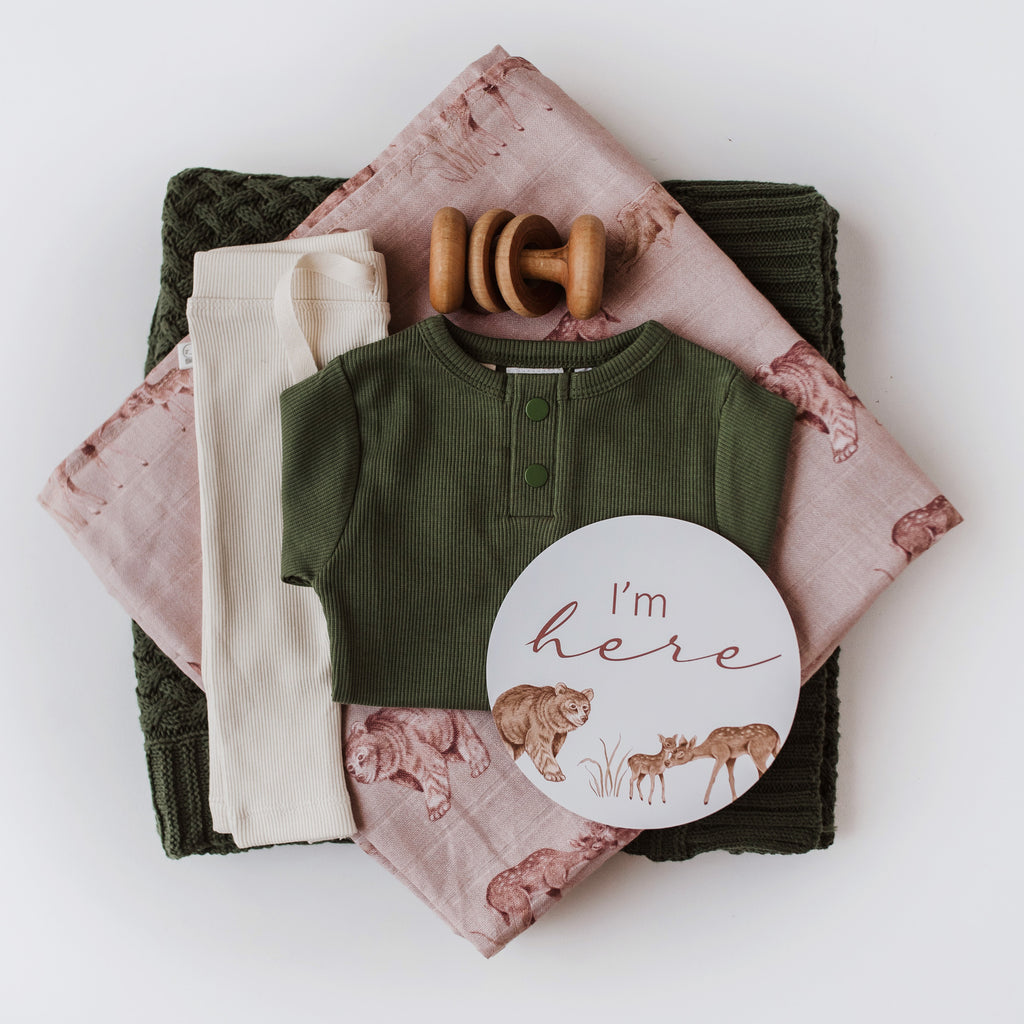 Olive Organic Long Sleeve Bodysuit