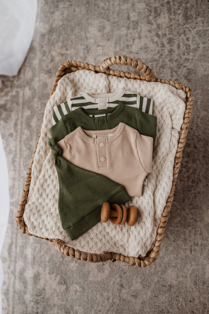 Olive Organic Long Sleeve Bodysuit