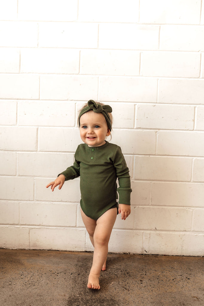 Olive Organic Long Sleeve Bodysuit