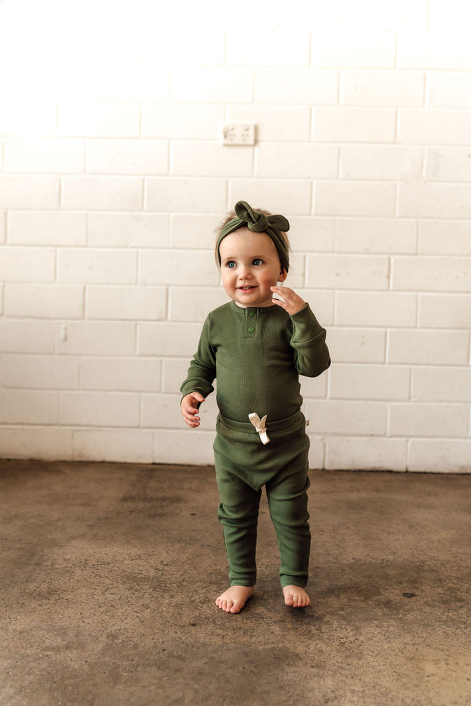 Olive Organic Long Sleeve Bodysuit