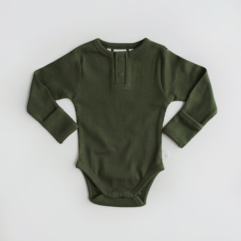 Olive Organic Long Sleeve Bodysuit