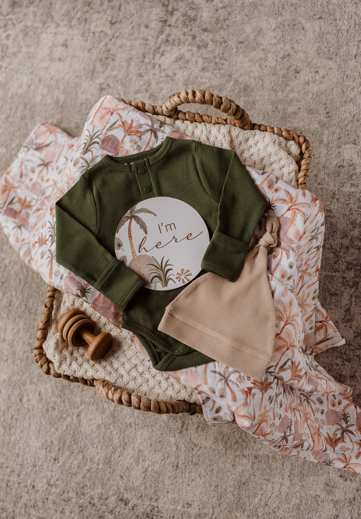 Olive Organic Long Sleeve Bodysuit