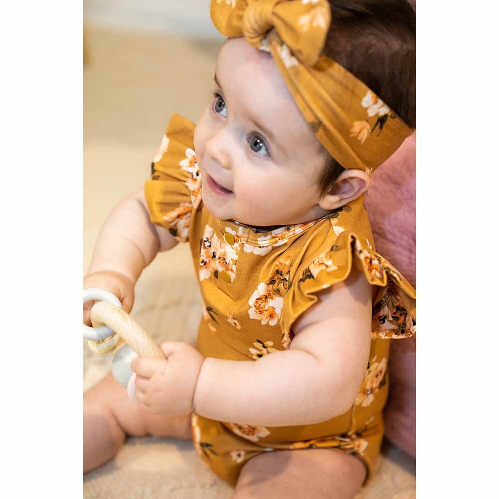 Golden Flower Short Sleeve Organic Bodysuit