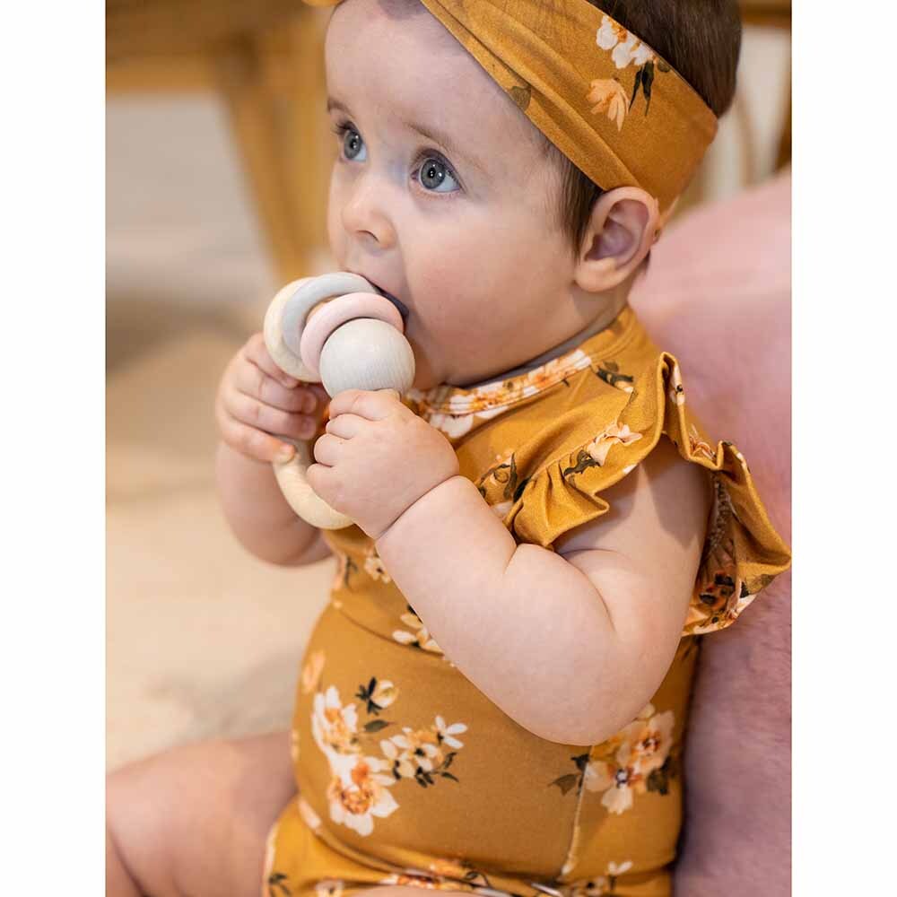 Golden Flower Short Sleeve Organic Bodysuit