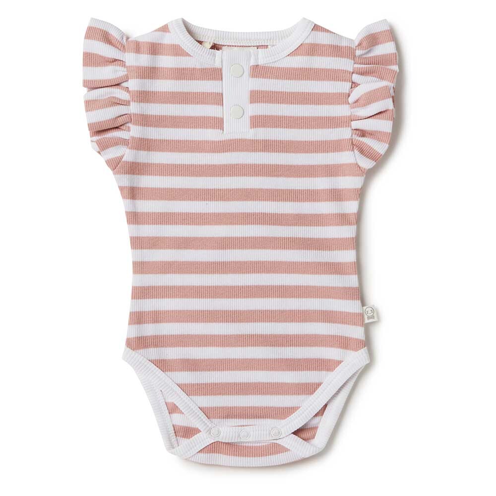 Rose Milk Stripe Short Sleeve Organic Bodysuit