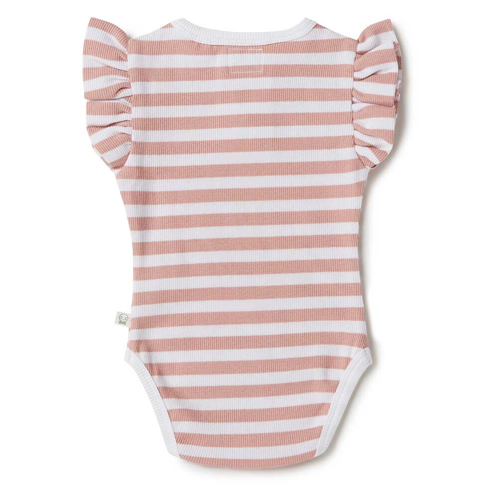 Rose Milk Stripe Short Sleeve Organic Bodysuit