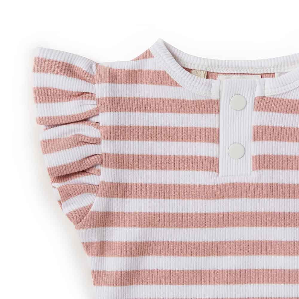 Rose Milk Stripe Short Sleeve Organic Bodysuit