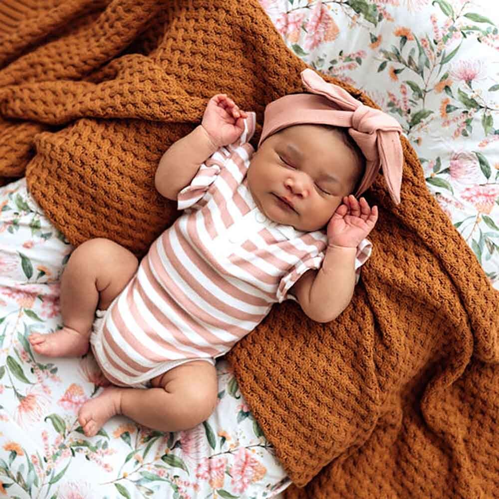 Rose Milk Stripe Short Sleeve Organic Bodysuit