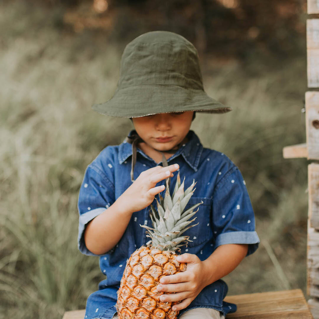 Kids Reversible Bedhead Hats Sun Hat (Bark / Olive)