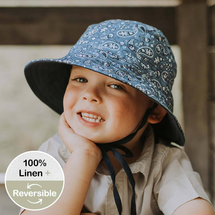 BEDHEAD HATS  Kids Reversible Sun Hat - Paisley / Indigo