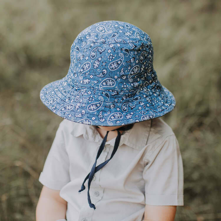 Kids Reversible Bedhead Hats Sun Hat (Indigo / Paisley)