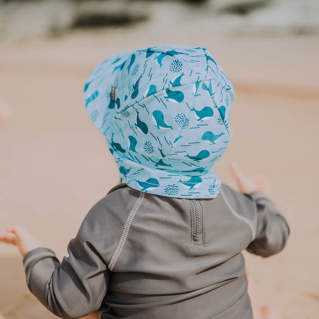 Beach Legionnaire Bedheads Hat Flap Hat Whale Print (Swim)