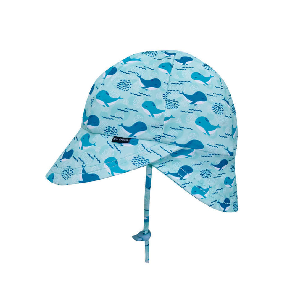 Beach Legionnaire Bedheads Hat Flap Hat Whale Print (Swim)