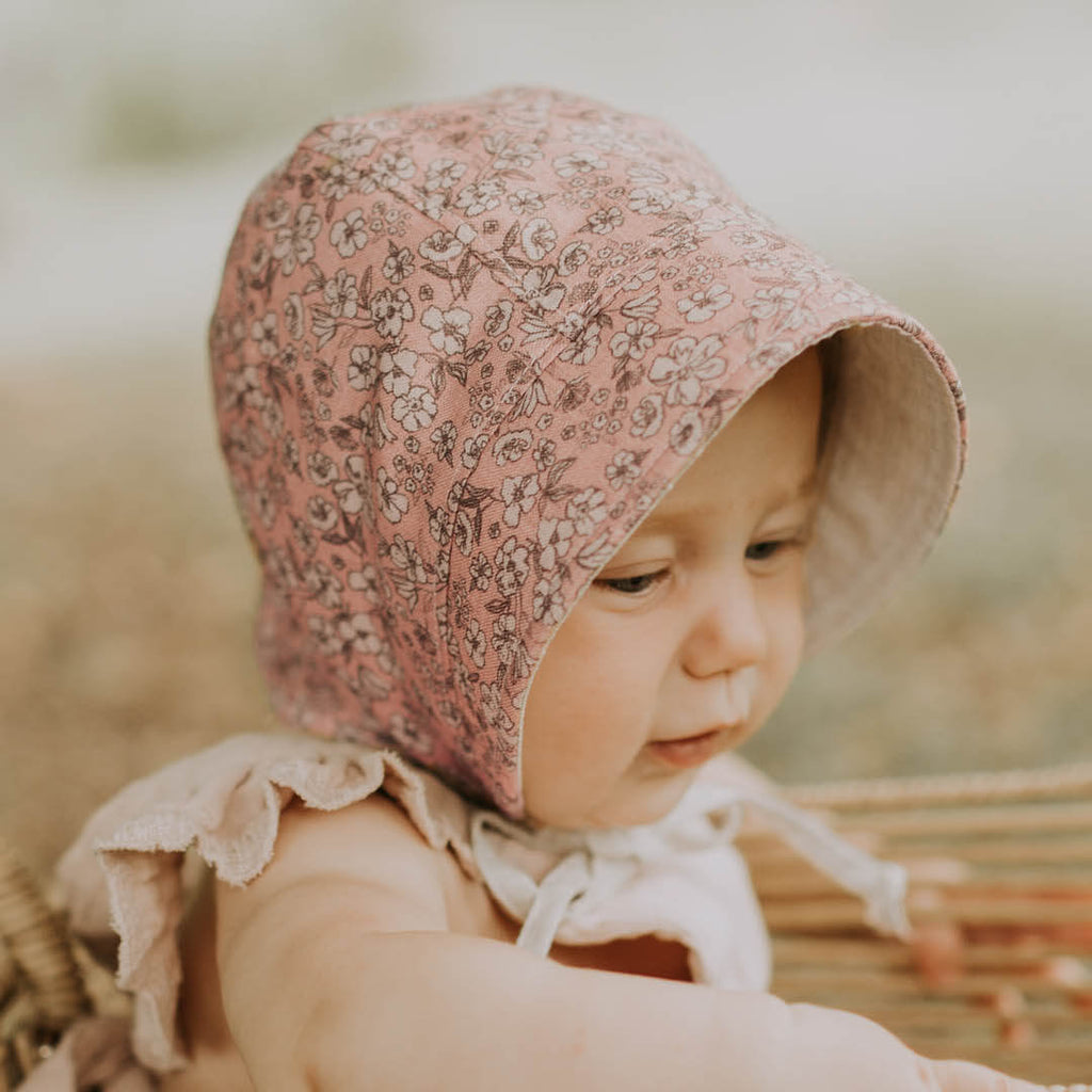 Reversible Bedhead Hats Sun Bonnet - Florence/Flax