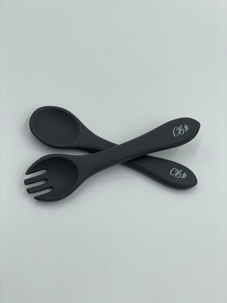 Silicone Fork & Spoon Set - Charcoal