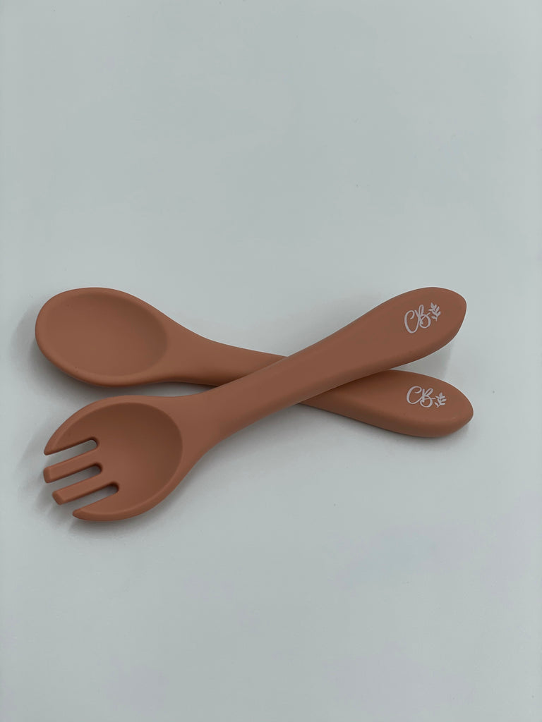 Silicone Fork & Spoon Set - Peach